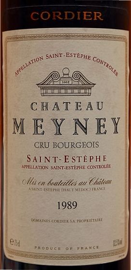 1989 er Chateau Meyney,Cru Bourgois AC St. Estèphe - Medoc (0,75 l)